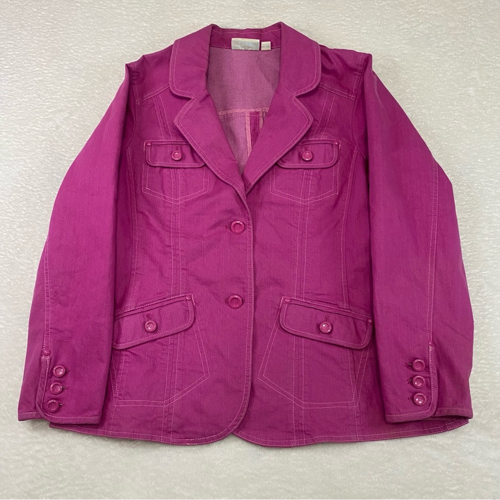 Denim&Co Pink Blazer Womens Jacket Pockets Size Large